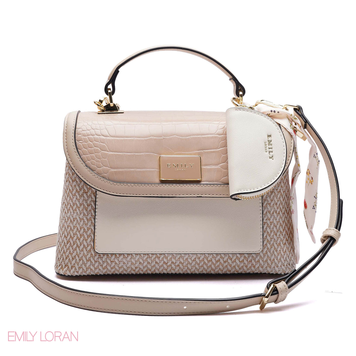 FLIPPING CROC LEATHER HANDBAG WITH POUCH- MEDIUM