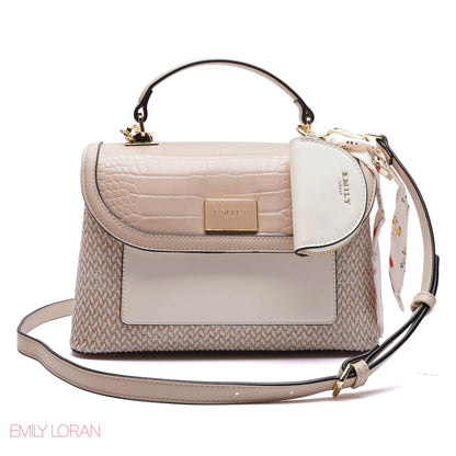 FLIPPING CROC LEATHER HANDBAG WITH POUCH- MEDIUM