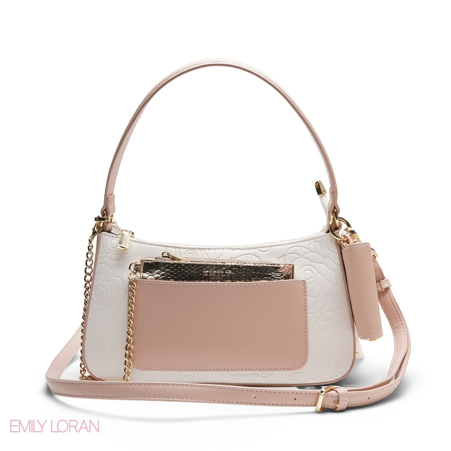 ELEGANT EMBOSSED SHOULDER BAG WITH POUCH