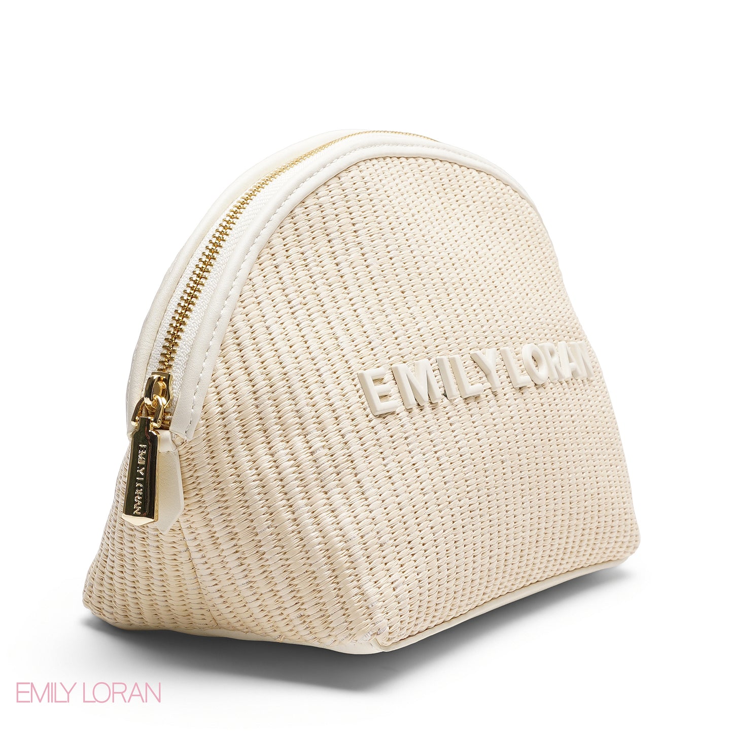 CHIC STRIPPED MAKEUP BAG WITH EMBOSSED LOGO