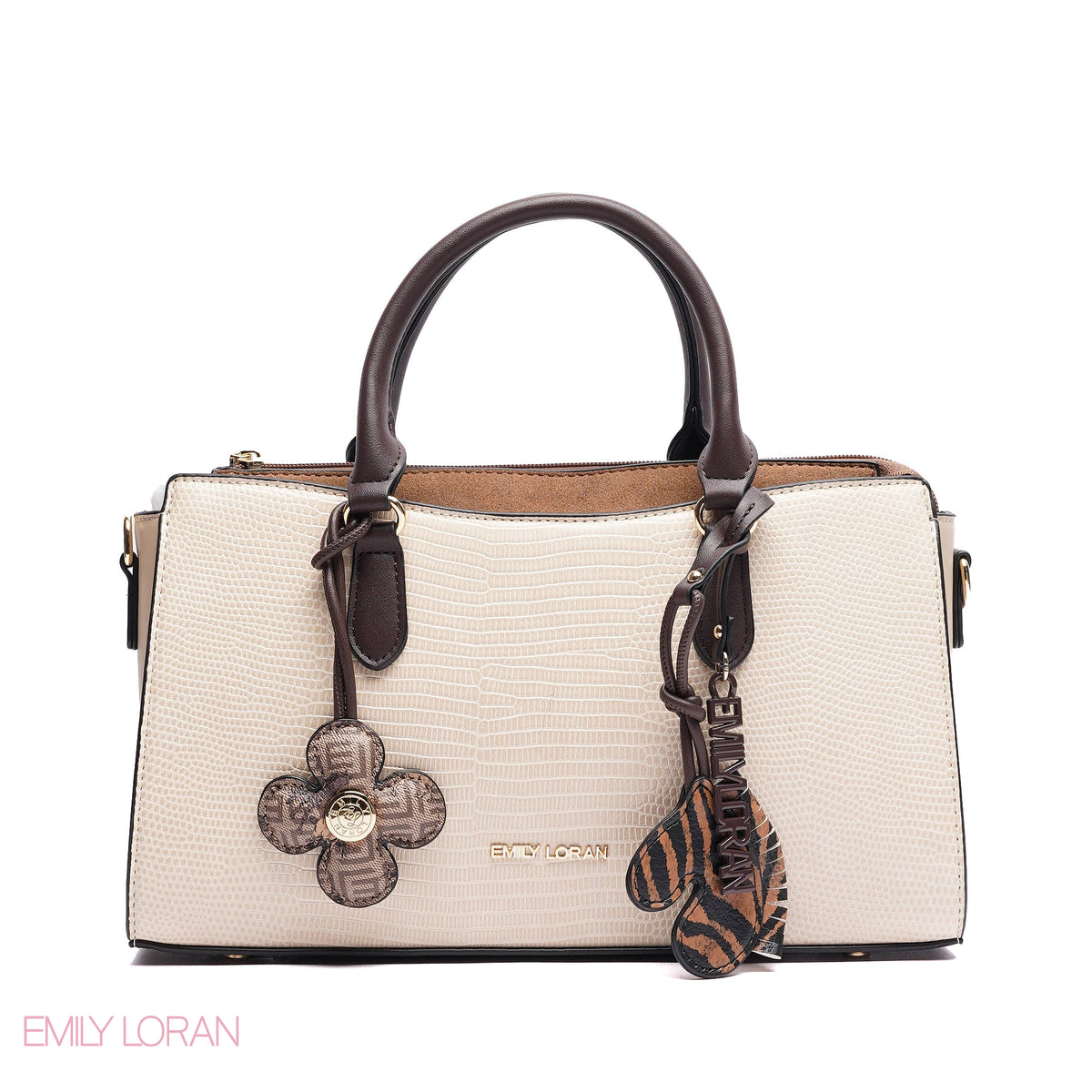HANDBAG SOFT LEATHER TIGGER PRINT WITH SIMPLE TWO CHARM - SMALL