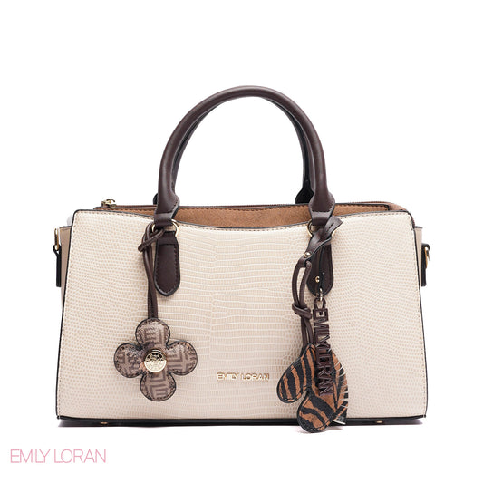 HANDBAG SOFT LEATHER TIGGER PRINT WITH SIMPLE TWO CHARM - SMALL