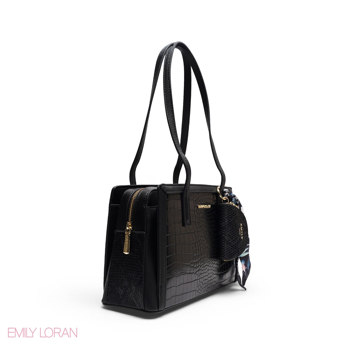 REFINED TOP HANDLE TOTE WITH EXOTIC CROC-EMBOSSED TEXTURE BAG