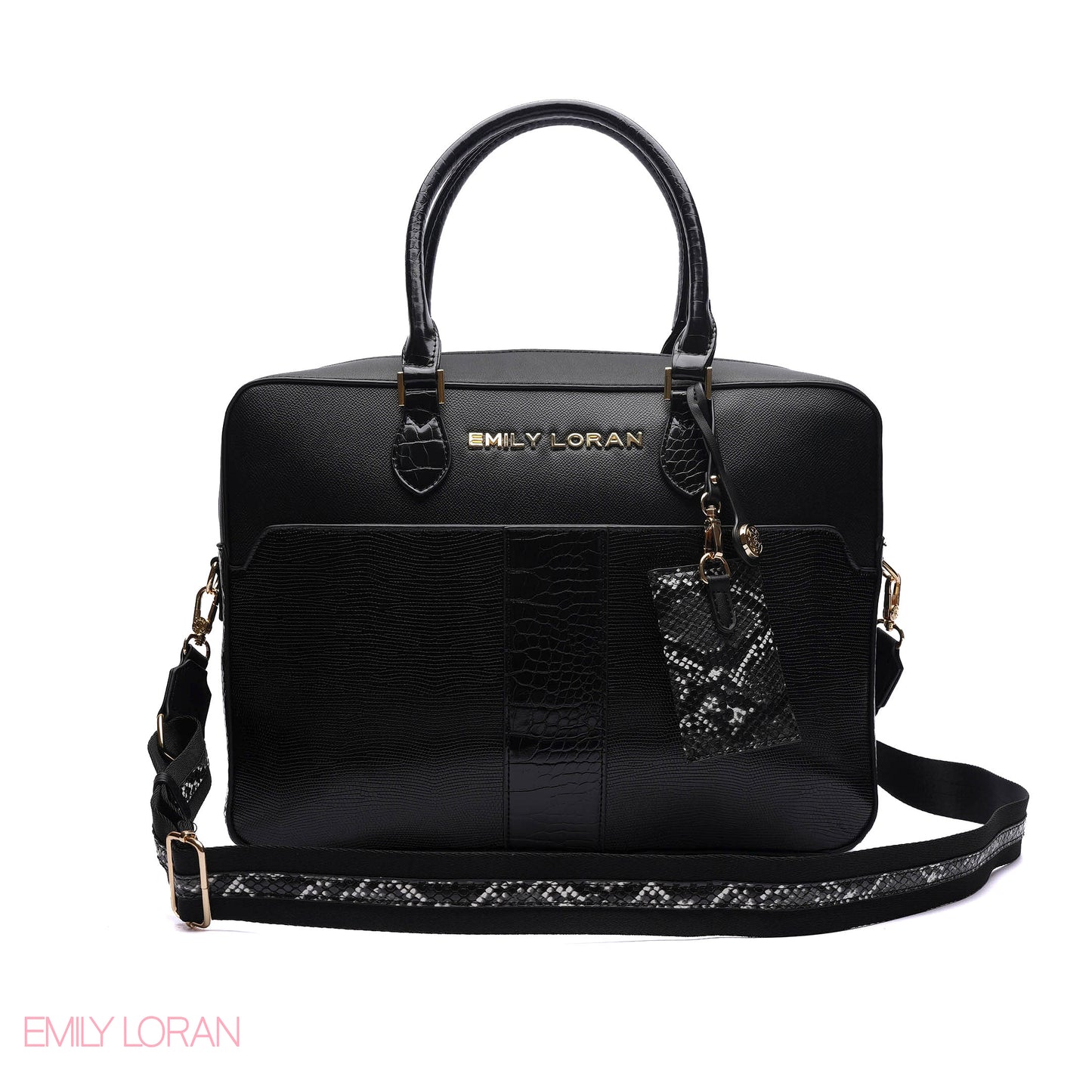 LAPTOP HANDBAG SNAKE PRINT WITH POUCH - LARGE