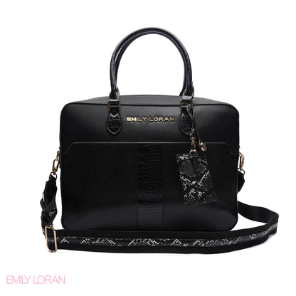 LAPTOP HANDBAG SNAKE PRINT WITH POUCH - LARGE