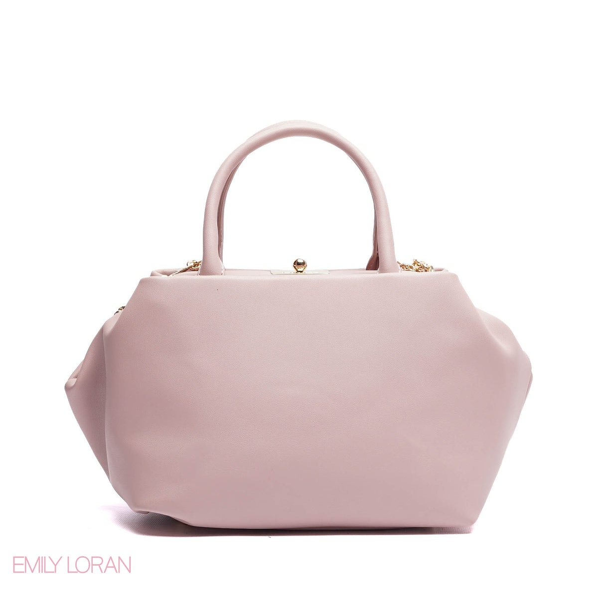ELEGANT STRUCTURE SATCHEL WITH DETACHABLE STRAP AND GOLD CHARM - SMALL