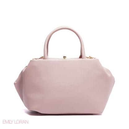 ELEGANT STRUCTURE SATCHEL WITH DETACHABLE STRAP AND GOLD CHARM - SMALL
