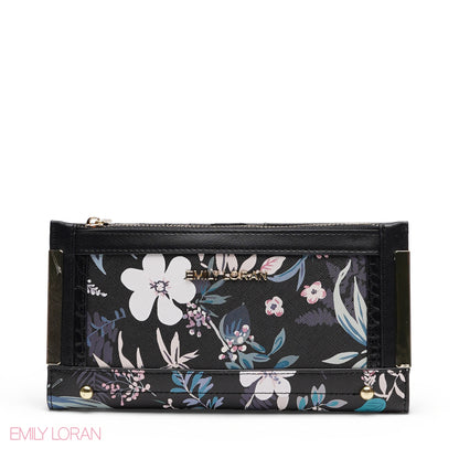 EMILY LORAN BLACK FLORAL EMBOSSED WALLET