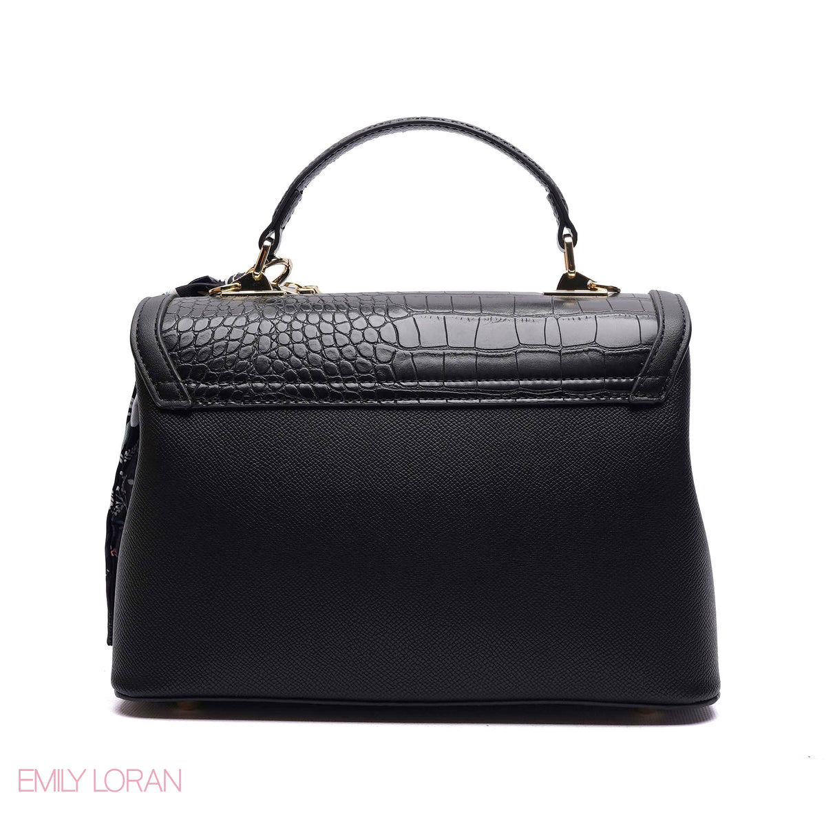FLIPPING HANDBAG CROC LEATHER WITH POUCH- MEDIUM