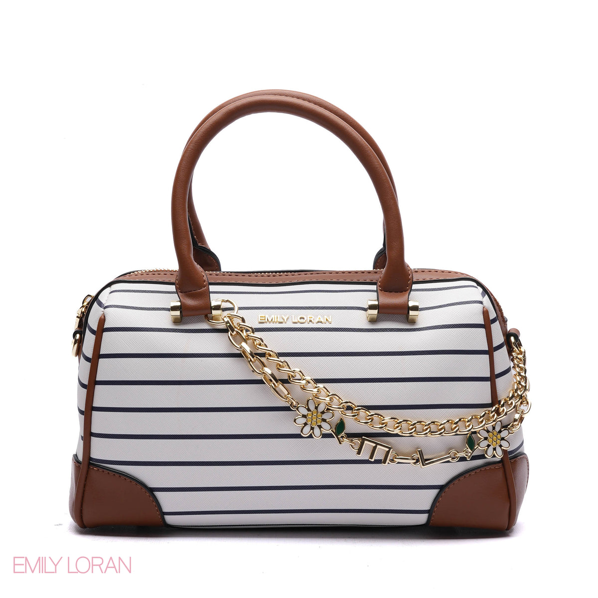 HANDBAG STRIPED PRINT WITH CHAIN