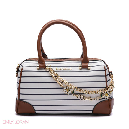 HANDBAG STRIPED PRINT WITH CHAIN