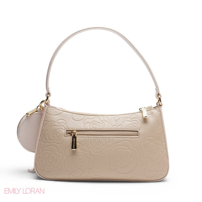 ELEGANT EMBOSSED SHOULDER BAG WITH POUCH