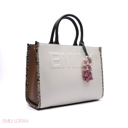 EMBOSSED LOGO TOTE BAG WITH TASSEL CHARM - LARGE
