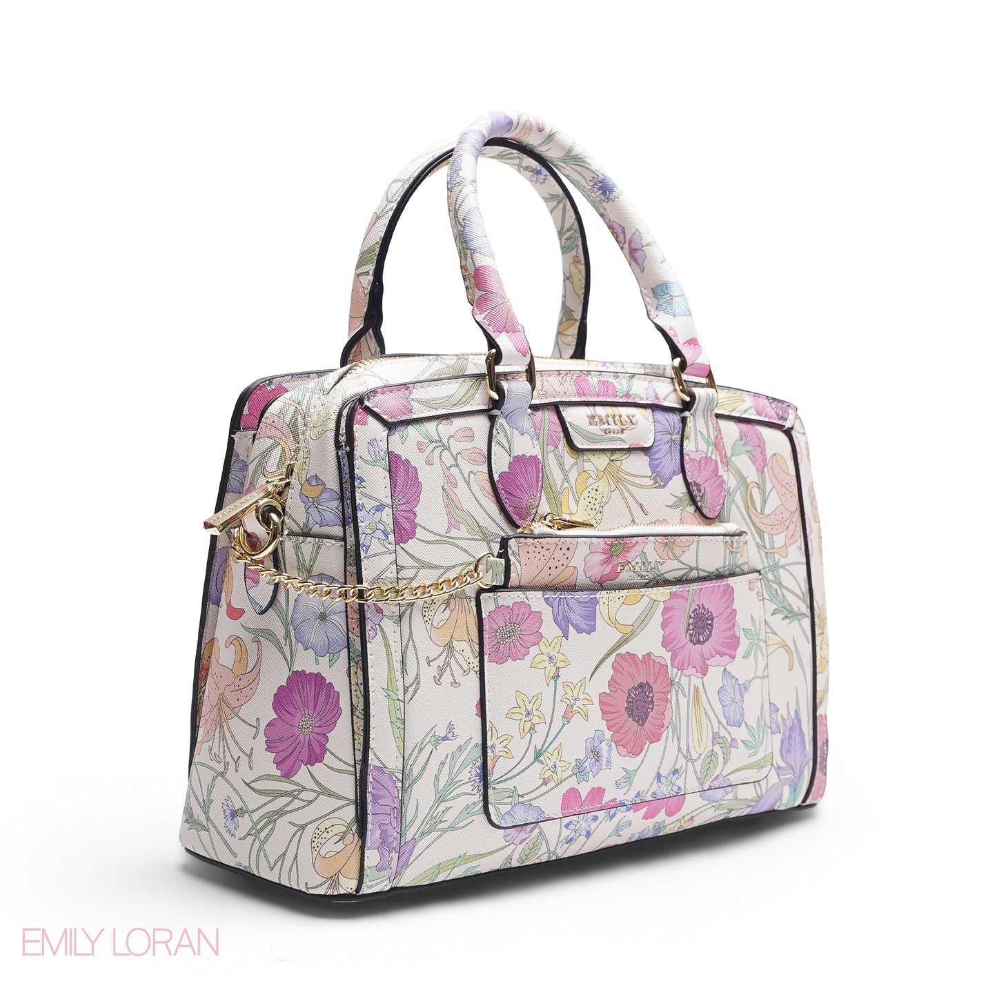 EMILY FULL FLORAL PRINT BAG WITH MINI POUCH - MED