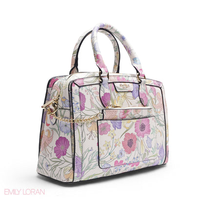 EMILY FULL FLORAL PRINT BAG WITH MINI POUCH - MED