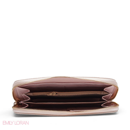 PINK QUILTED LOGO ZIP-AROUND WALLET