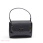 MINI BLACK SOLID FLAP BAG WITH GOLD METAL STRAP