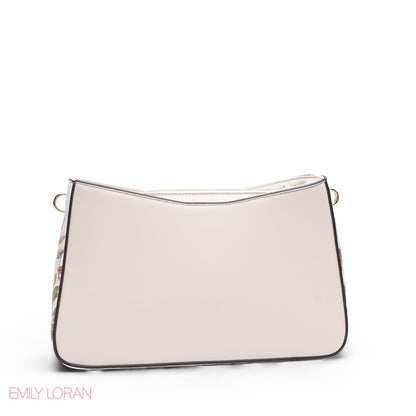 WHITE FLORAL TOTE BAG WITH SCARF - MED