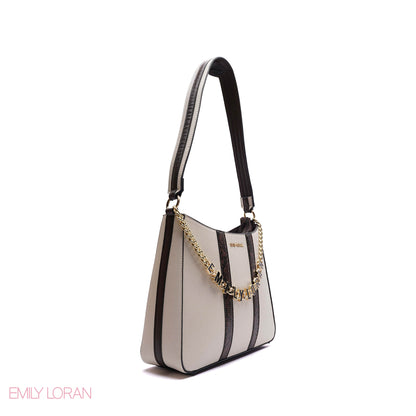 SHOULDER BAG WITH GOLD LOGO CHAIN - MEDIUM