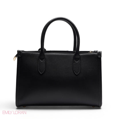 STRUCTURED TEXTURED PANEL TOP HANDLE TOTE BAG - SMALL