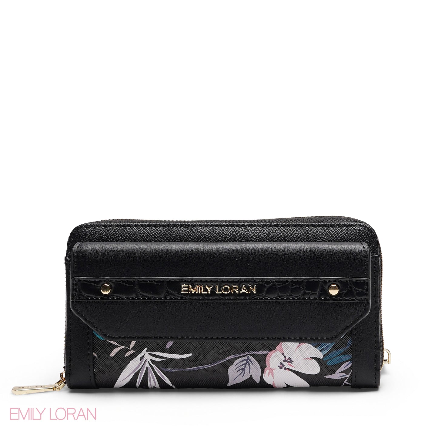 FLORAL PRINT DOUBLE COMPARTMENT ZIP-AROUND WALLET
