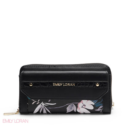 FLORAL PRINT DOUBLE COMPARTMENT ZIP-AROUND WALLET