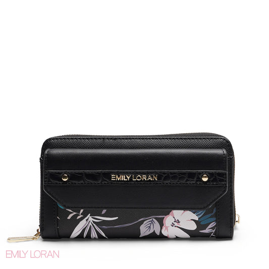FLORAL PRINT DOUBLE COMPARTMENT ZIP-AROUND WALLET