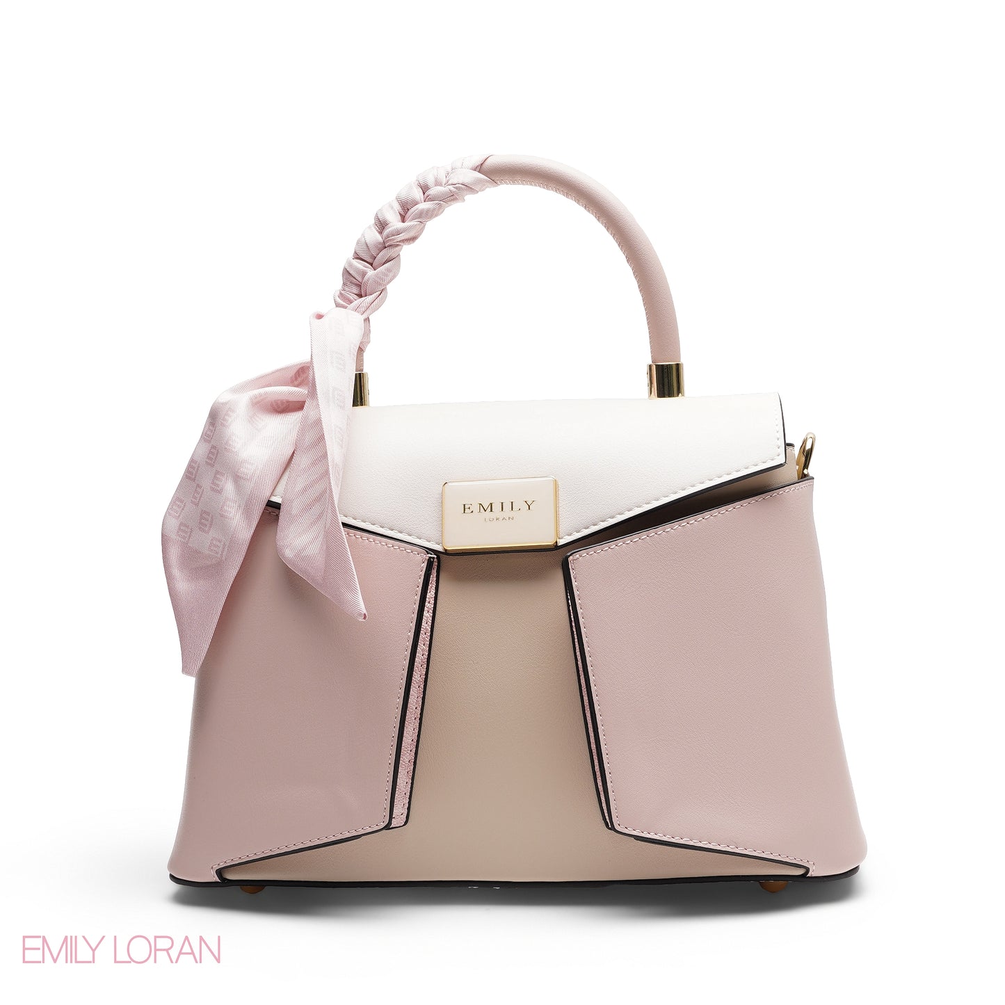 ELEGANT GEOMETRIC FLAP SATCHEL WITH BRAIDED HANDLE BAG