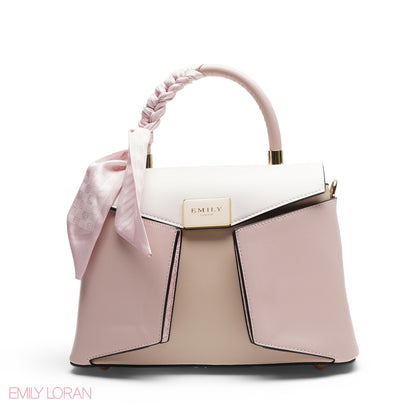 ELEGANT GEOMETRIC FLAP SATCHEL WITH BRAIDED HANDLE BAG
