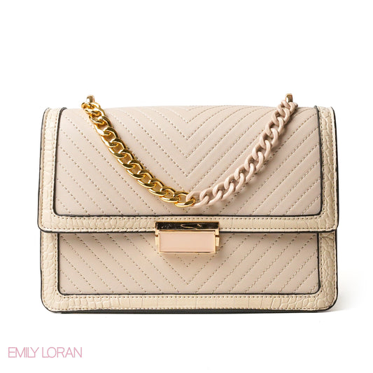 BEIGE CROSS BAG WITH SIMPLE BUFF DETAIL - MED