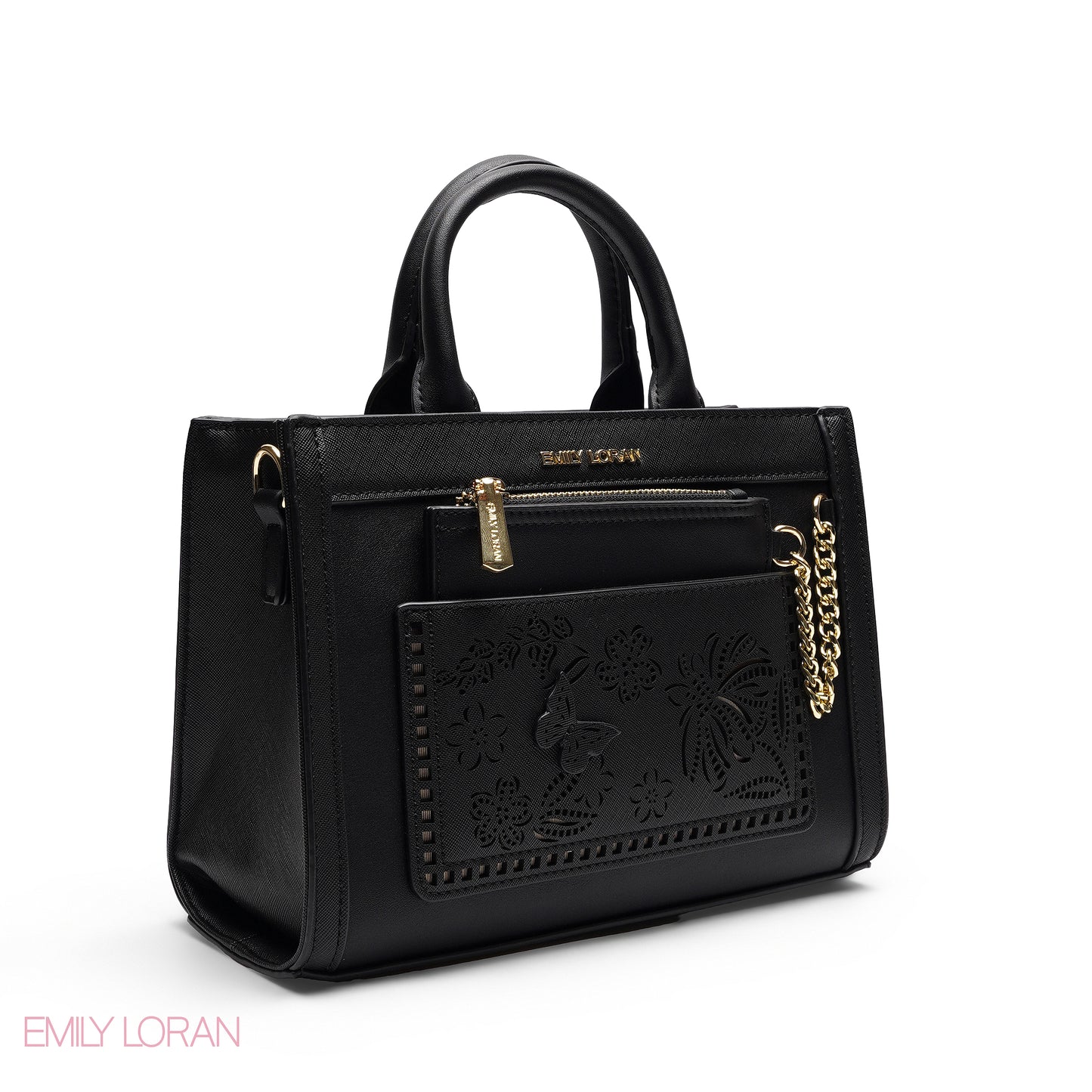 CHIC LASER CUTOUT TOP HANDLE BAG