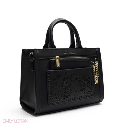 CHIC LASER CUTOUT TOP HANDLE BAG