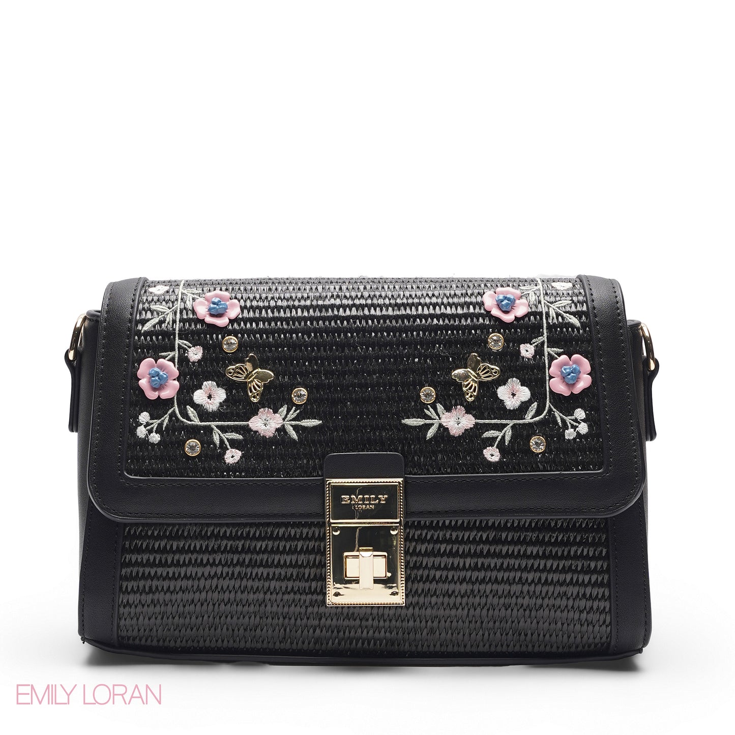 TEXTURED SCARF BLACK TOP HANDLE BAG - MED