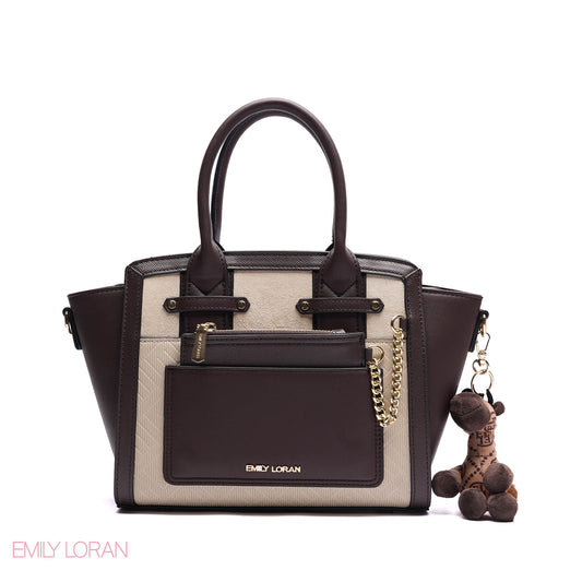 ELEGANT STRUCTURE WINGED TOTE BAG WITH ZEBRA CHARM - SMALL