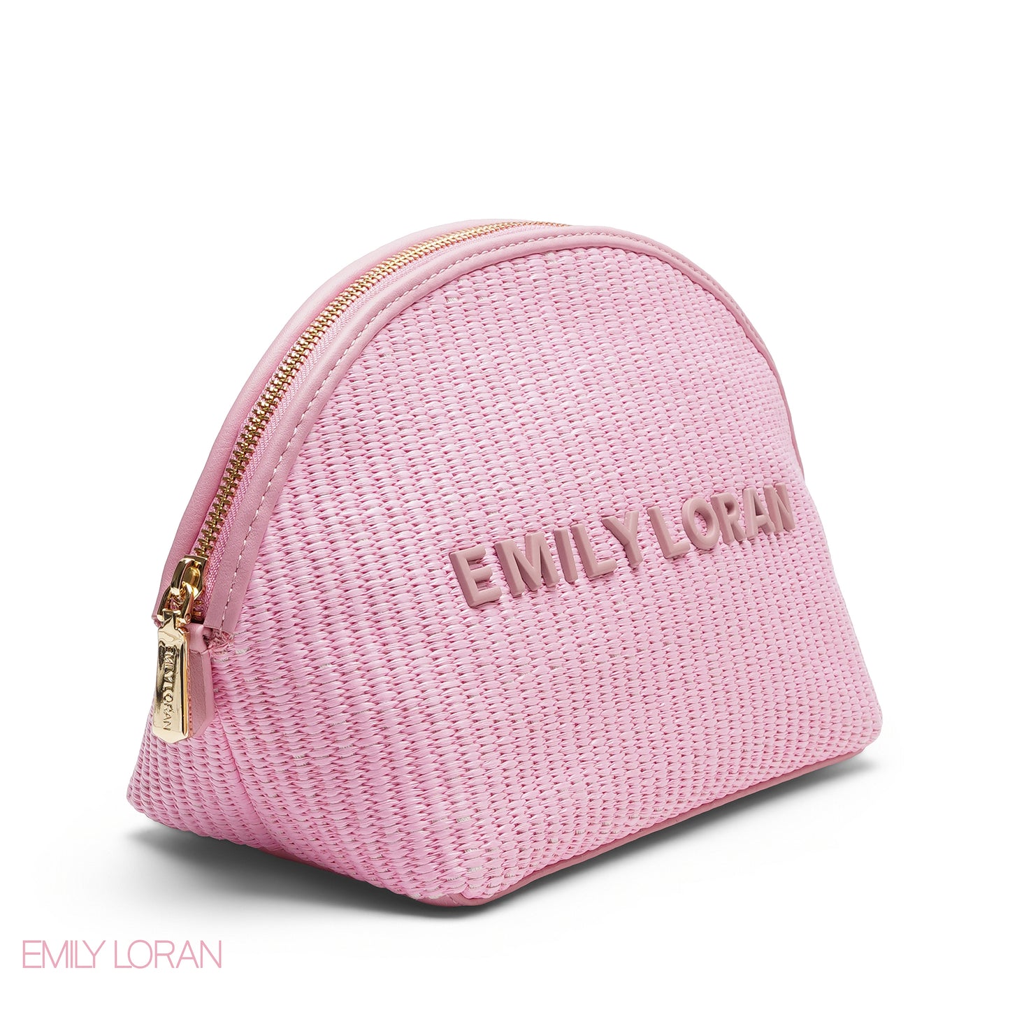 CHIC STRIPPED MAKEUP BAG WITH EMBOSSED LOGO