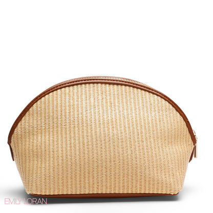 CHIC STRIPPED MAKEUP BAG WITH EMBOSSED LOGO