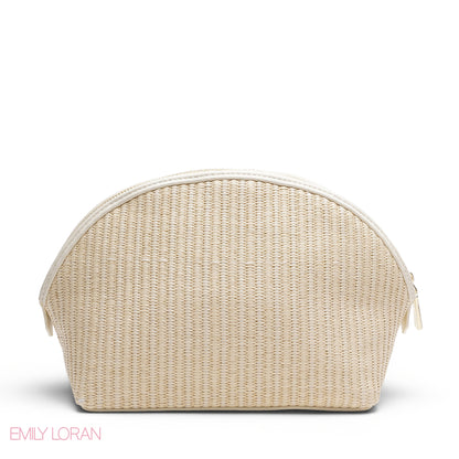 CHIC STRIPPED MAKEUP BAG WITH EMBOSSED LOGO