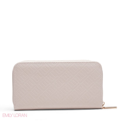 PINK QUILTED LOGO ZIP-AROUND WALLET