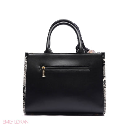 STRUCTURED TOTE BAG ADJUSTABLE SHOULDER STRAP WITH POUCH AND SCARF - MEDIUM