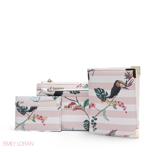 PINK STRIPPED 3-PIECE WALLET SET