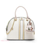 WHITE & YELLOW DOME BAG WITH PINK FLORAL PRINT - LARGE