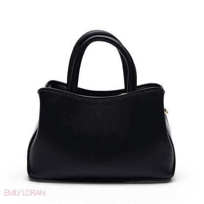 MINI BLACK SOLID BAG WITH GOLD METAL STRAP