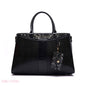 STRUCTURED PANEL TOTE BAG WITH SNAKESKIN TAG