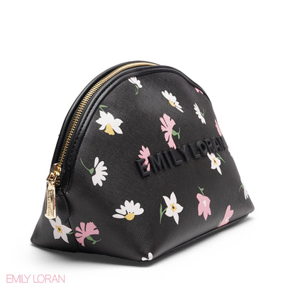 CHIC WOVEN MAKEUP BAG WITH EMBOSSED LOGO