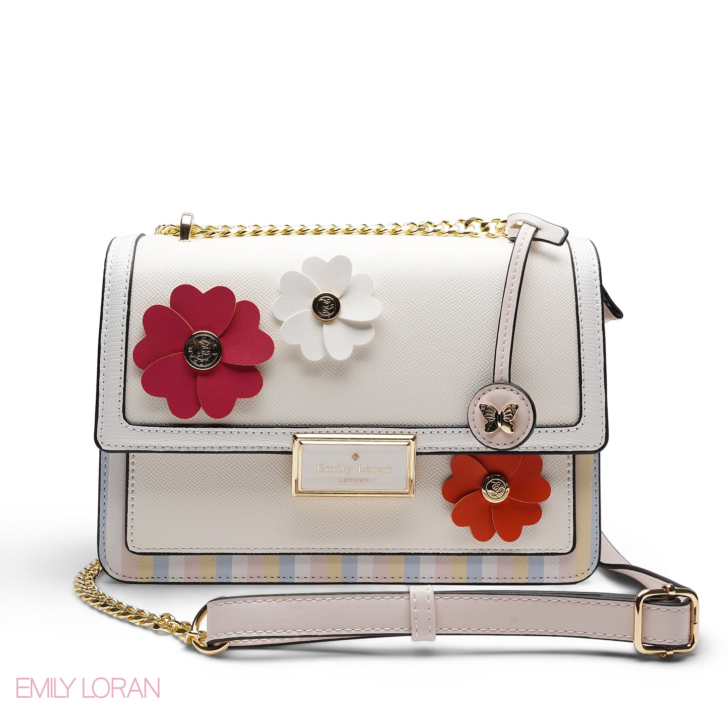 CHIC FLORAL EMBELLISHED CROSSBODY FLAP BAG
