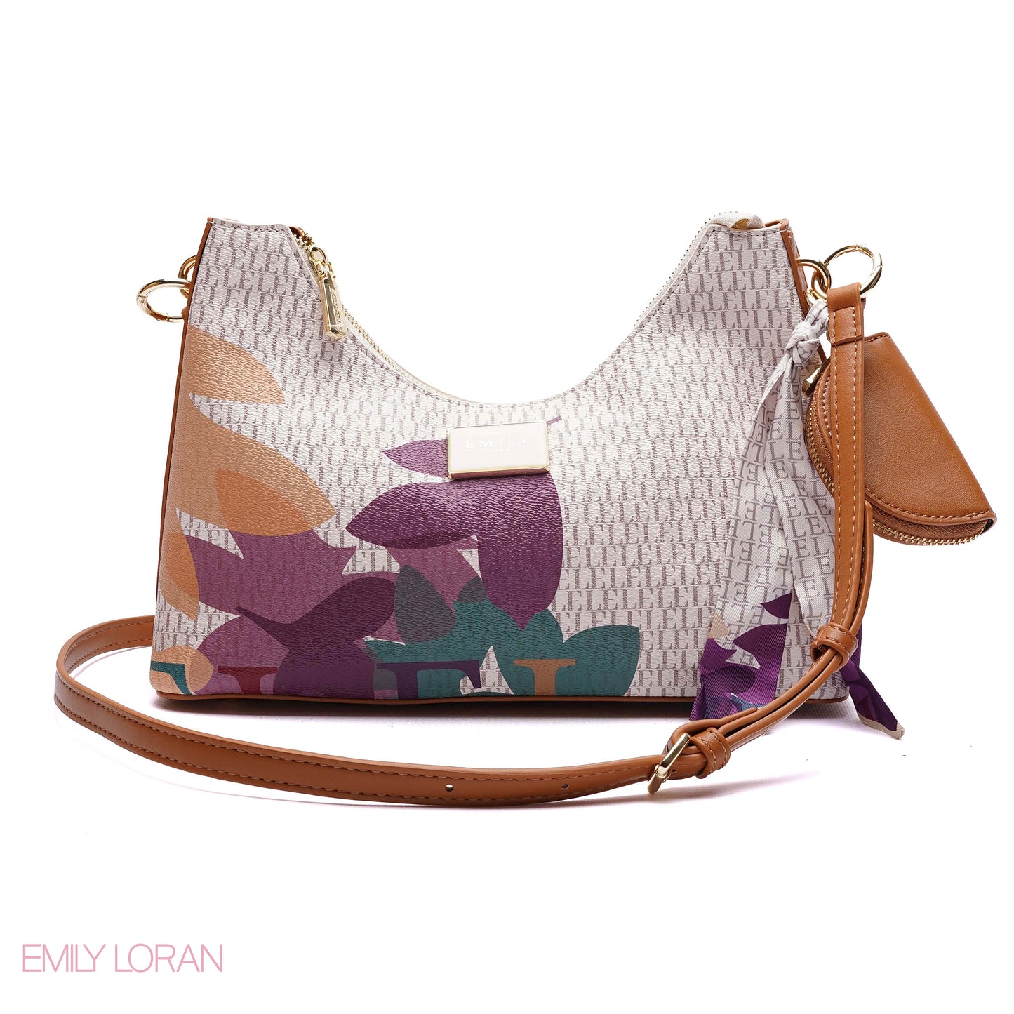 ELEGANT MONOGRAM PRINT SHOULDER BAG