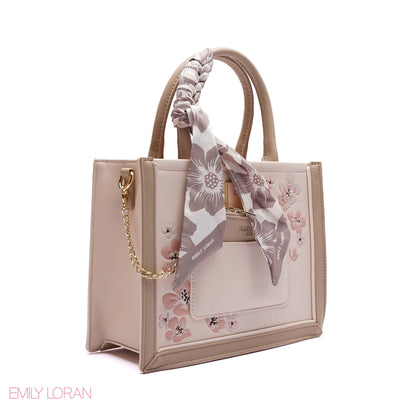 FLORAL EMBROIDERED HANDBAG WITH POUCH - SMALL