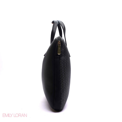MONOGRAM LAPTOP BAG WITH LOGO WEBBING STRAP