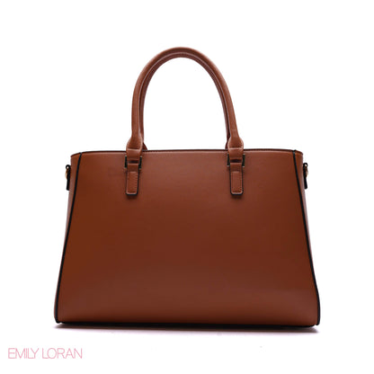 STRUCTURED PANEL TOTE BAG WITH SNAKESKIN TAG