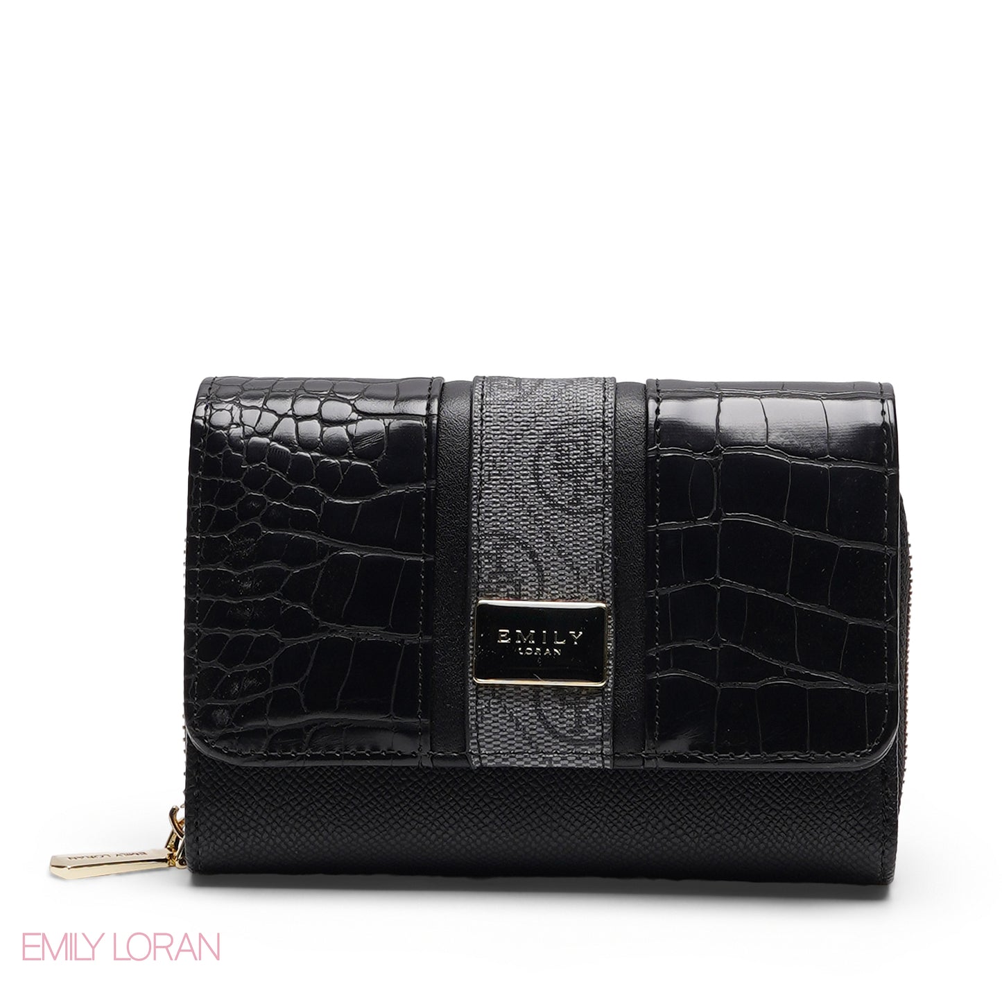 CONTRAST TRIM ZIP-AROUND BI-FOLD WALLET